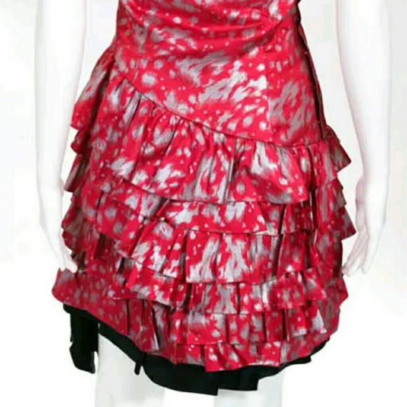 nwt MARC JACOBS RED SILK LOTUS TIERED dress prom - Picture 5 of 8
